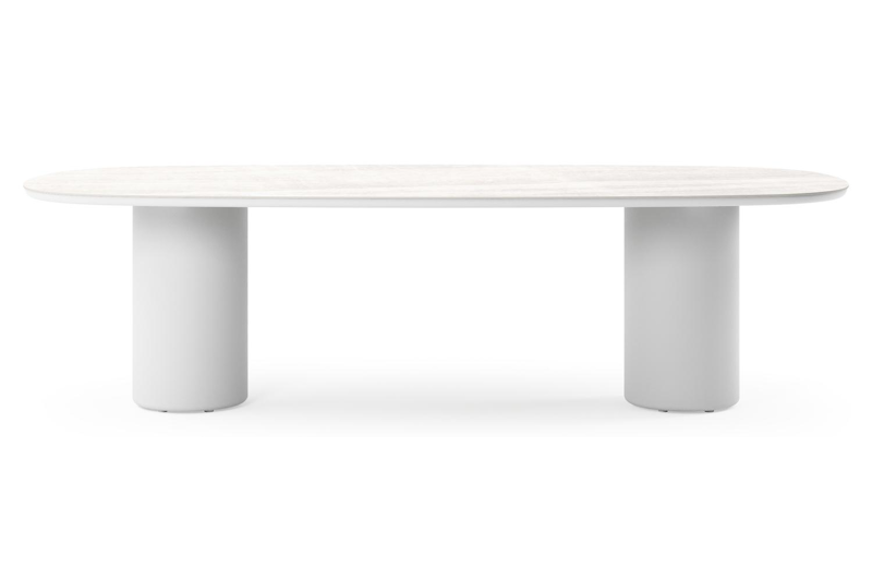 Amico tuintafel bombo in wit aluminium en volkeramiek Taj Mahal - L 270 x B 125 x H 73.5 cm