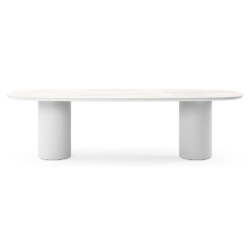 Amico tuintafel bombo in wit aluminium en volkeramiek Taj Mahal - L 270 x B 125 x H 73.5 cm