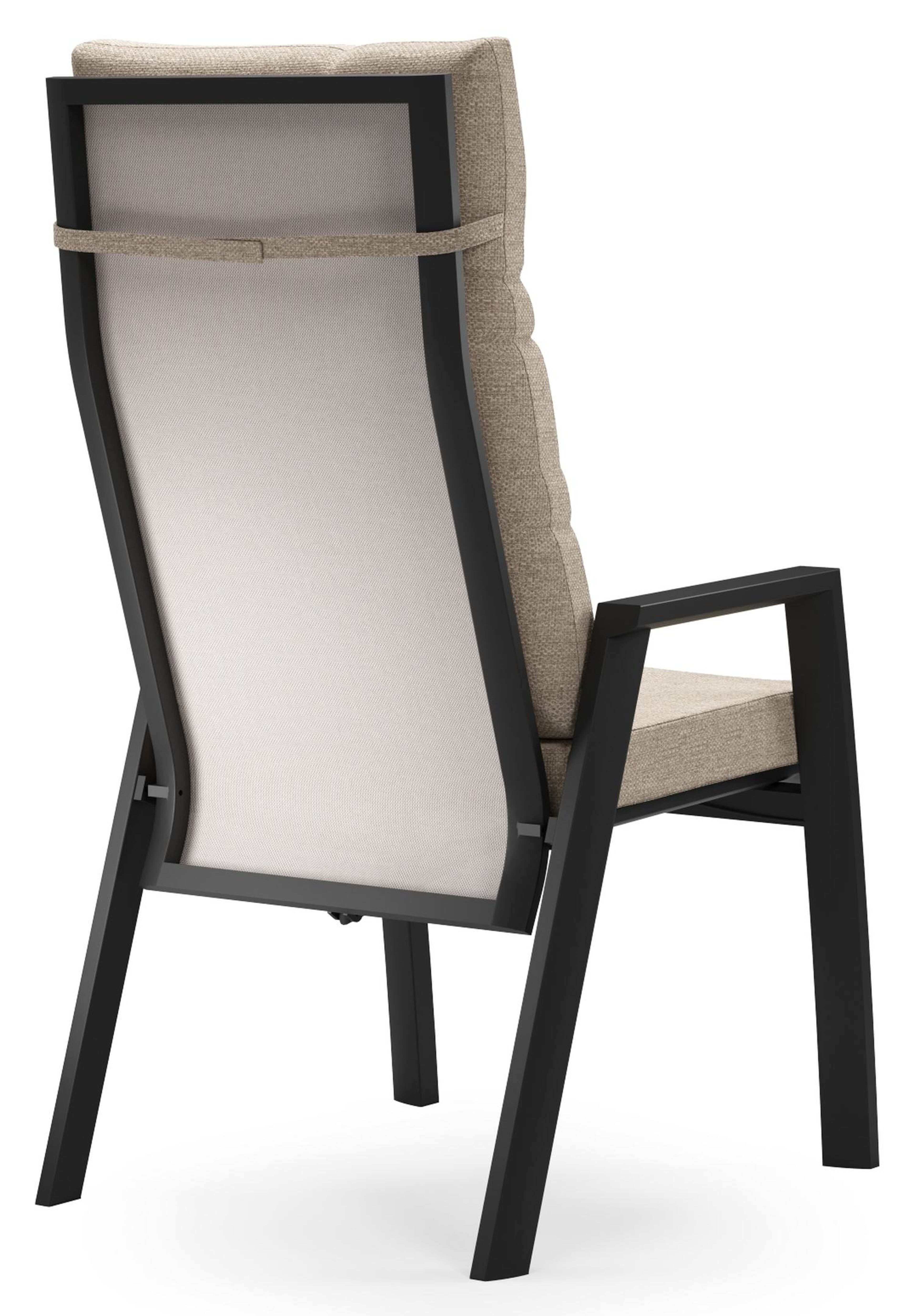 Leon tuinstoel in zwart aluminium en beige textilene met kussen in Rustic Weather+ Softtouch