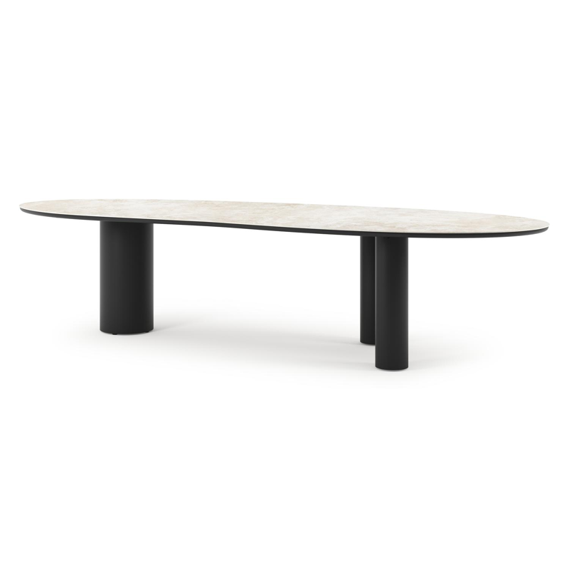 Table de jardin Organo organique en aluminium noir et céramique pleine Rapolano Lg. 320 x Lrg. 120 cm