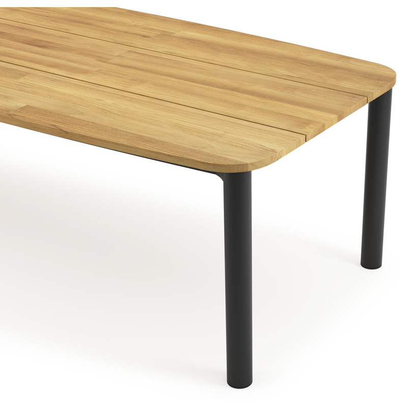Orso tuintafel bootvorm in zwart aluminium en teak - L 315 x B 115 x H 75 cm