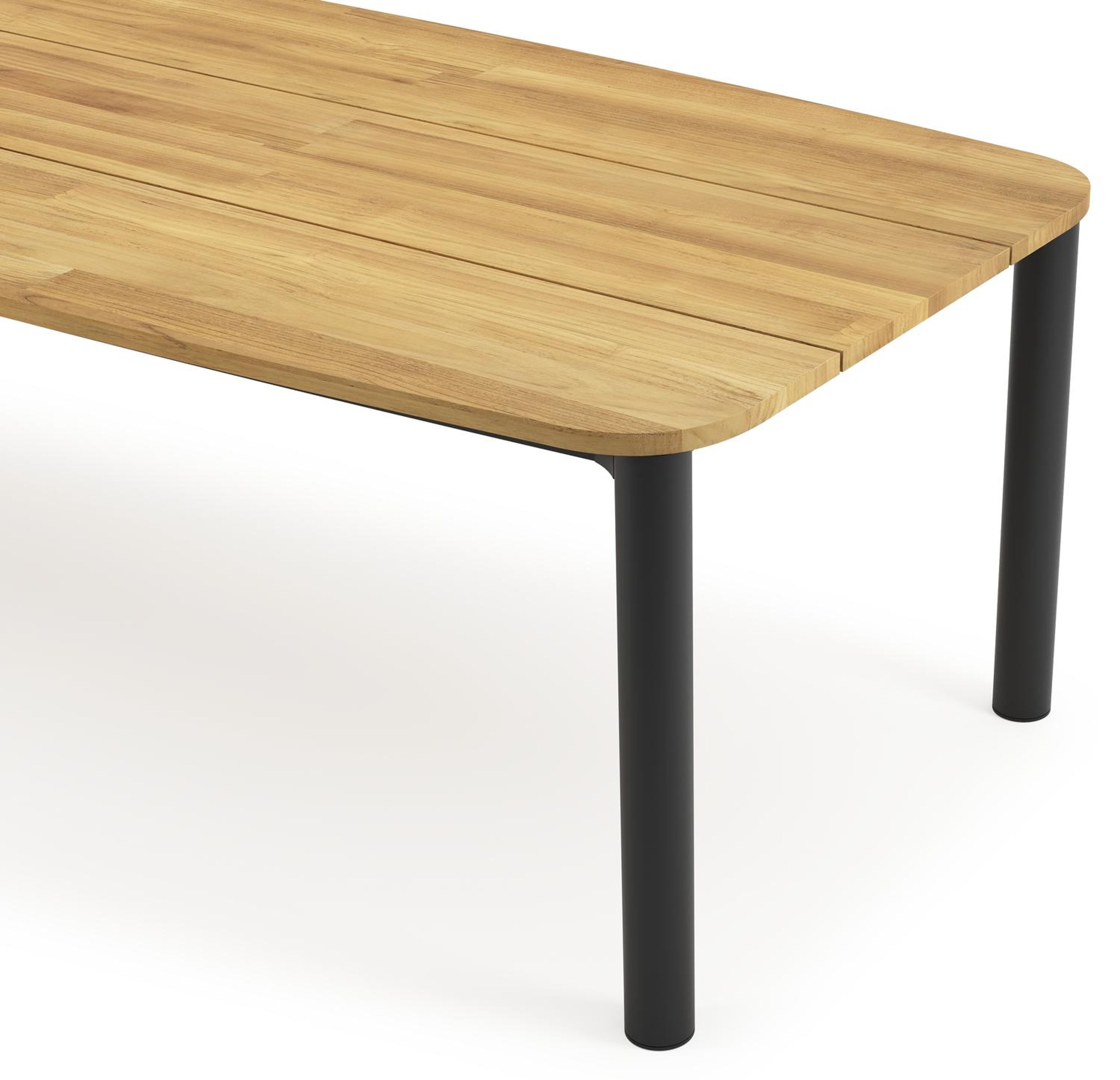 Orso tuintafel bootvorm in zwart aluminium en teak - L 315 x B 115 x H 75 cm