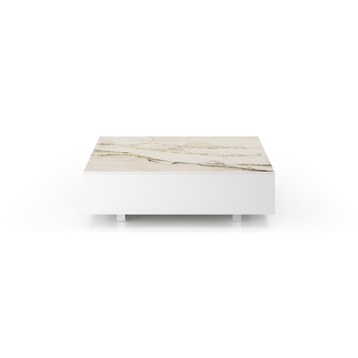 Como loungetafel in wit aluminium en colorado dunes volkeramiek - L 70 x B 80 x H 20 cm