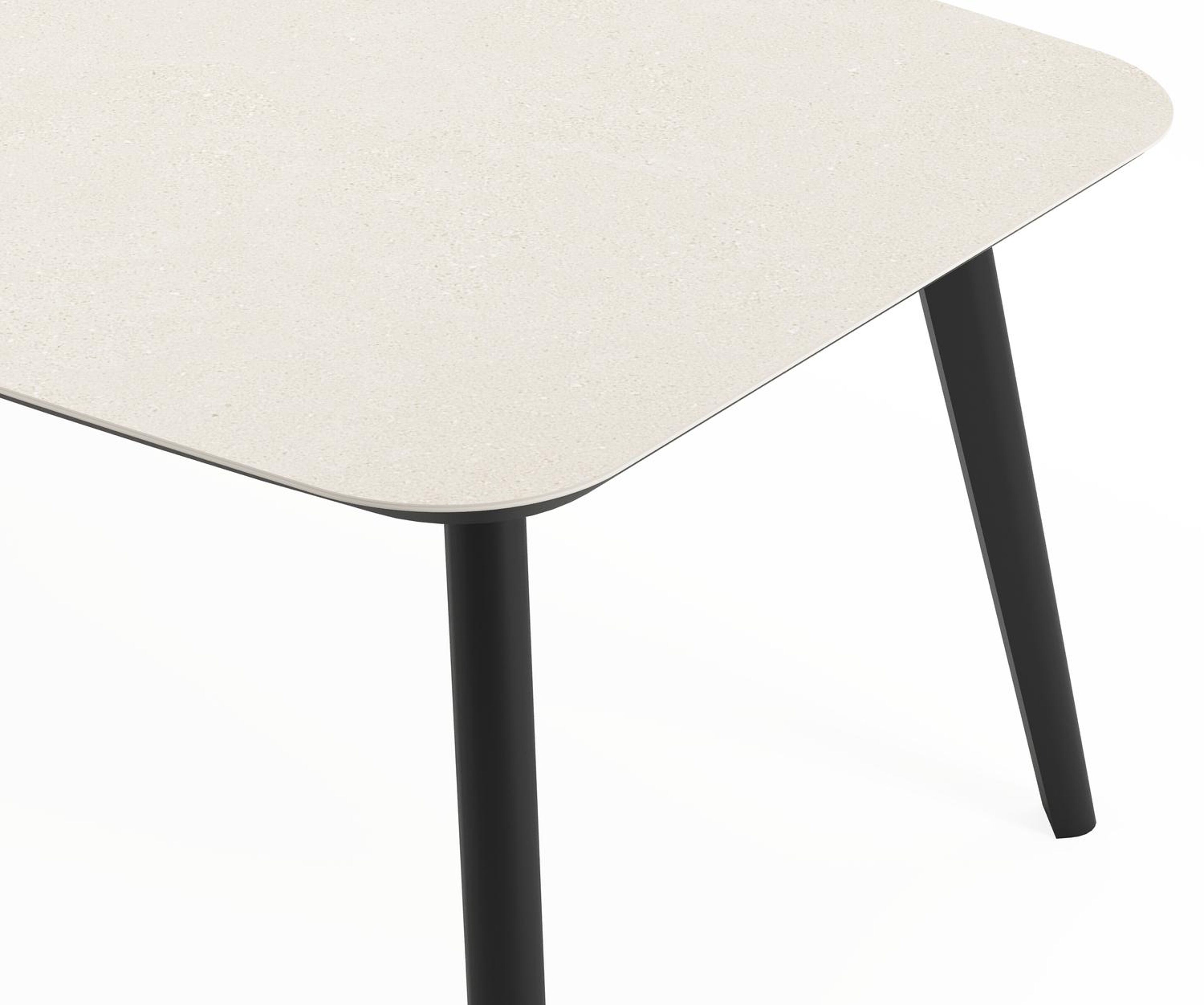 Ensemble de jardin Mosa en aluminium noir et sintered stone crema minerale avec 10 chaises de jardin Gerona