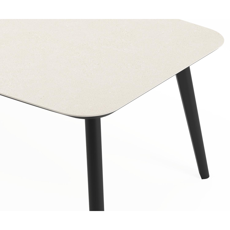 Ensemble de jardin Mosa en aluminium noir et sintered stone crema minerale avec 8 chaises de jardin Gerona