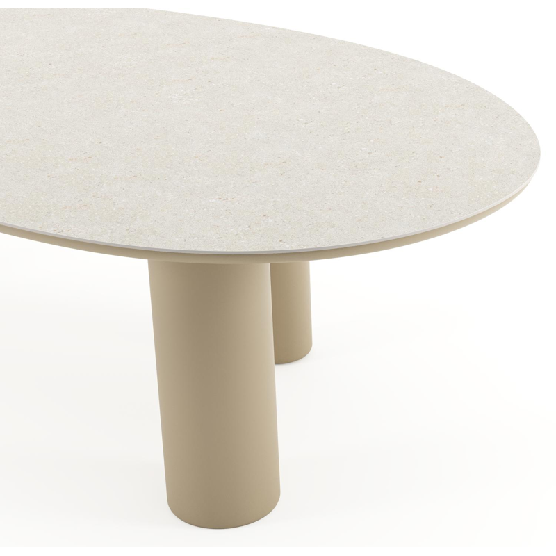 Amico tuintafel mango in beige aluminium en volkeramiek Shilin - L 260 x B 130 x H 73.5 cm