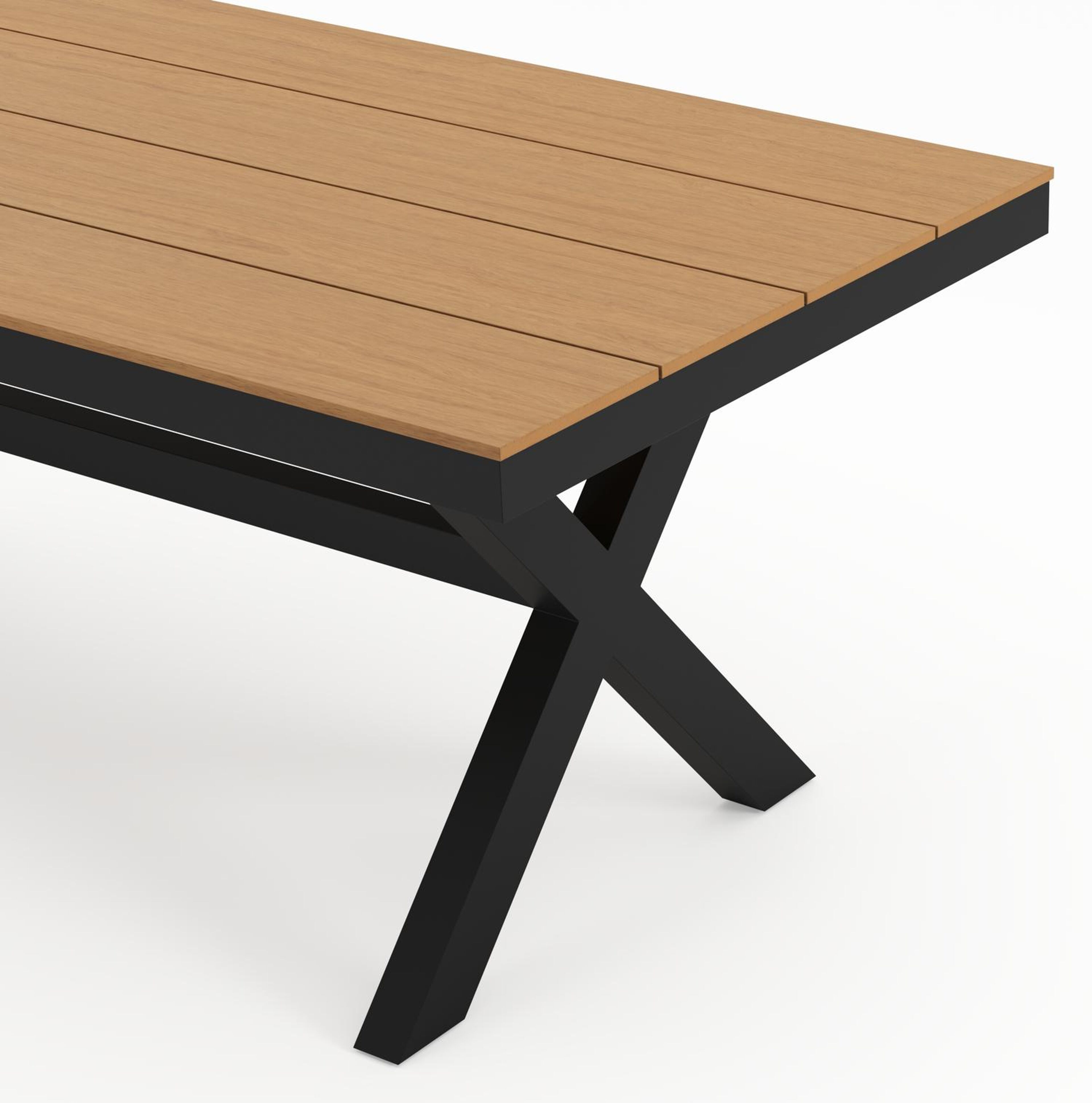 Bahia tuinset in zwart aluminium en polywood met 8 stapelbare Bahia tuinstoelen