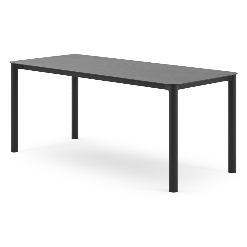 Table de jardin Orso rectangulaire arrondi en aluminium noir et céramique pleine Basalt Black - Lg. 200 x Lrg. 80 x Haut. 74.5 cm