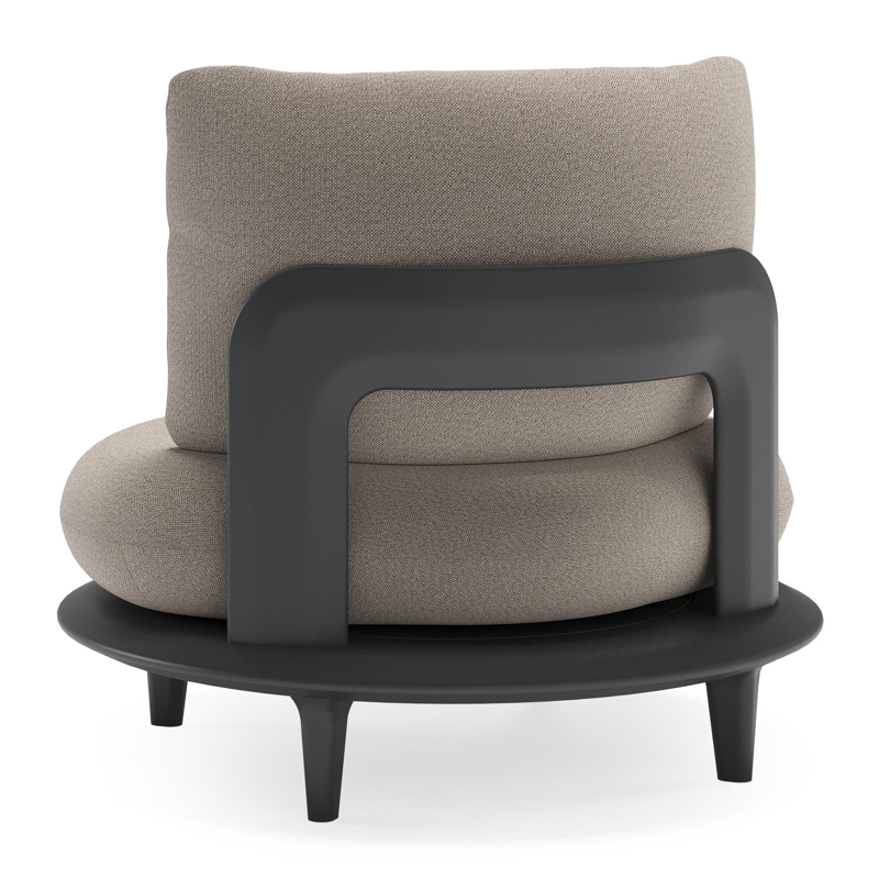 Bomero loungestoel in zwart aluminium met savane coconut all weather sunbrella® luxe kussen