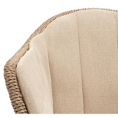 Pagino tuinstoel in wit aluminium en wit wicker met kussen in natte heather beige all weather sunbrella® luxe