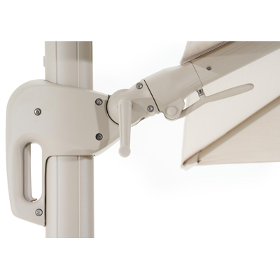 Rufina zweefparasol met tiltfunctie in beige aluminium en beige Sunbrella® Premium parasoldoek - L1 250 x L2 350 cm met Lapido XL parasolvoet 160 kg