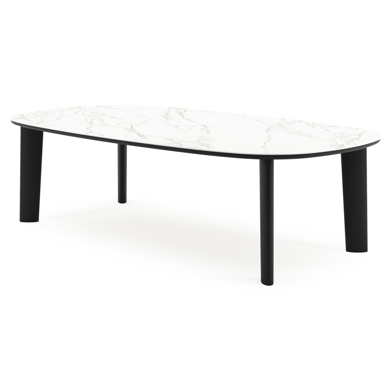 Amico tuintafel bombo xl in zwart aluminium en volkeramiek Calacatta - L 270 x B 148 x H 74 cm