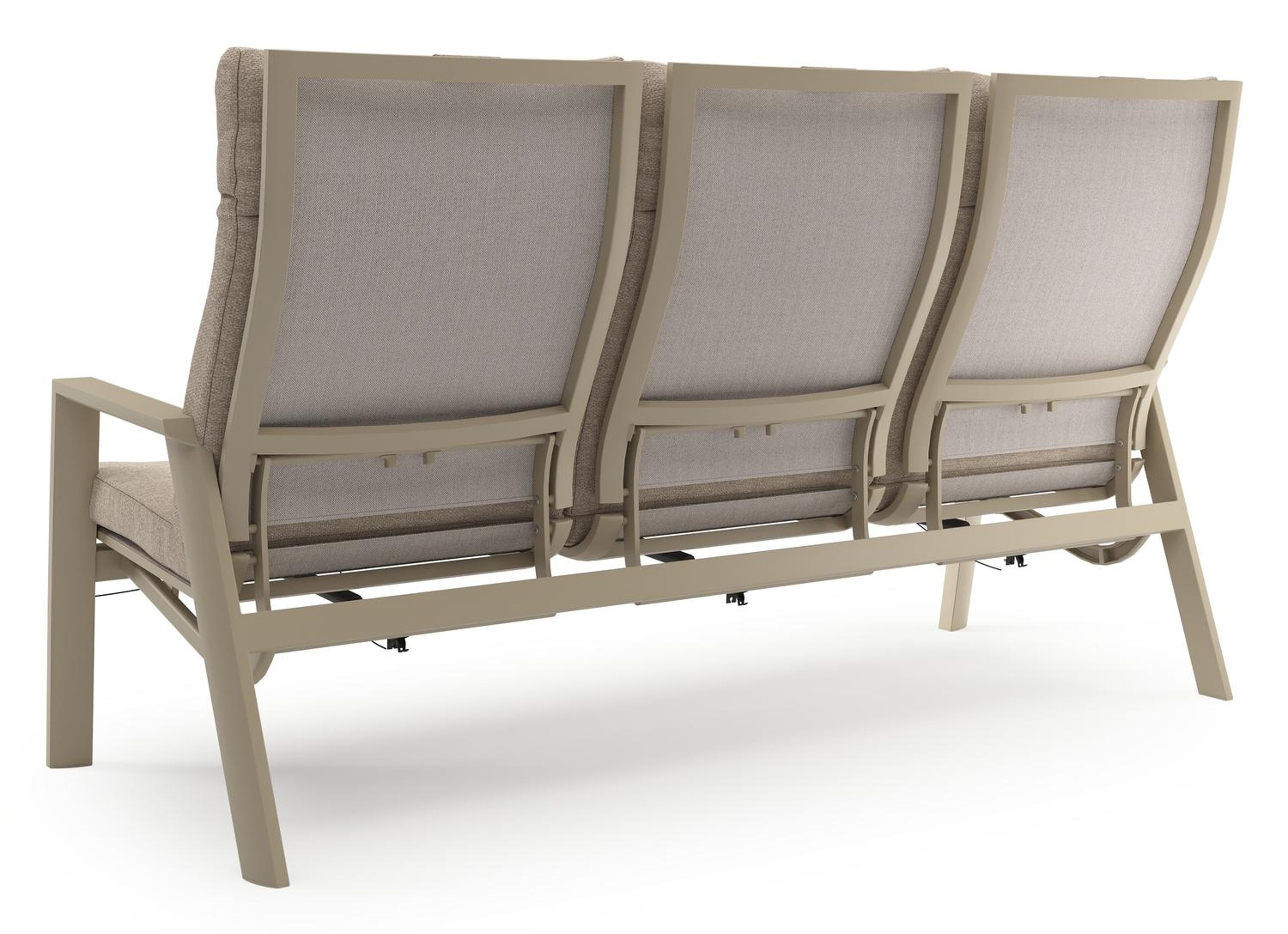 Prato loungebank in beige aluminium met rustic weather+ softtouch kussens en loungetafel