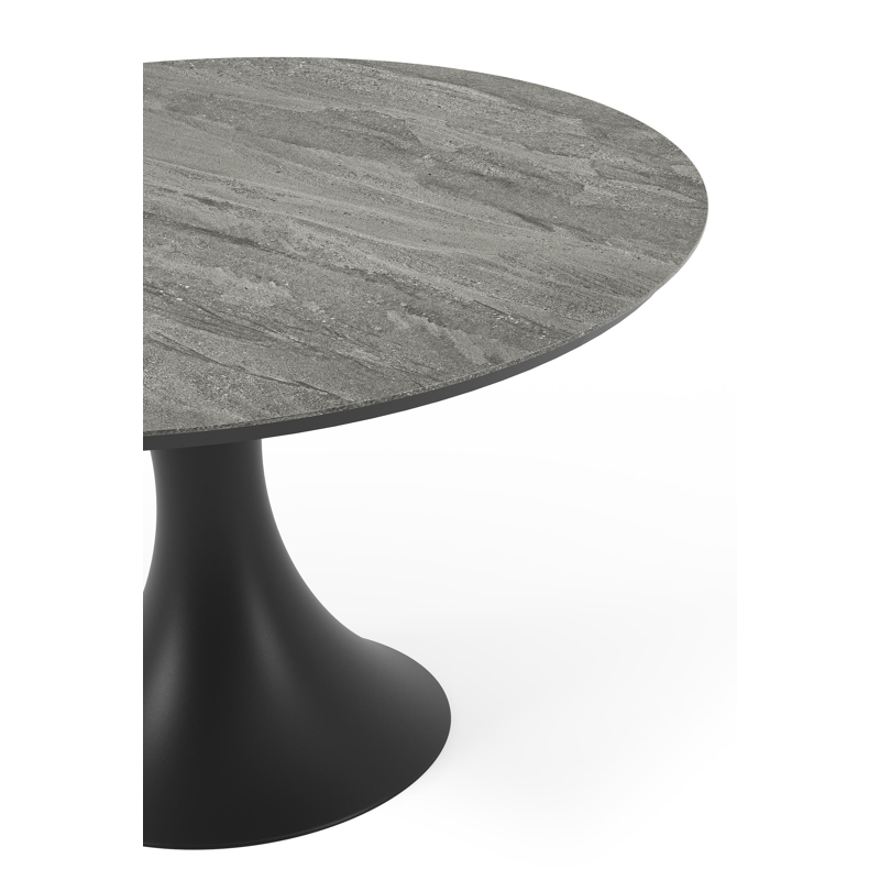 Fano tuintafel in zwart aluminium en volkeramiek aspen grey - Dia. 130 x H 75 cm