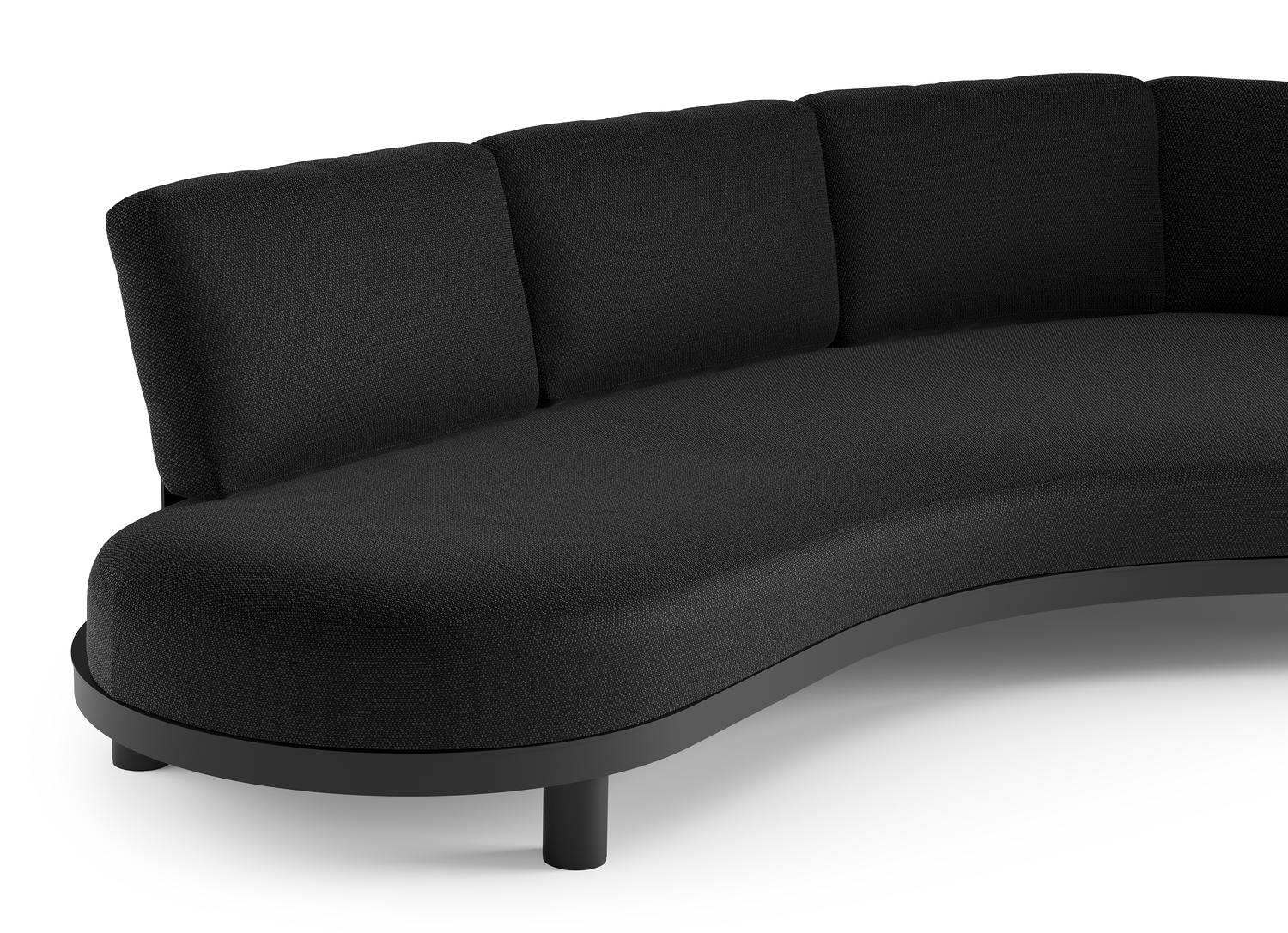 Canapé de jardin Donato en aluminium noir et coussins en all weather sunbrella® luxe lopi baribal