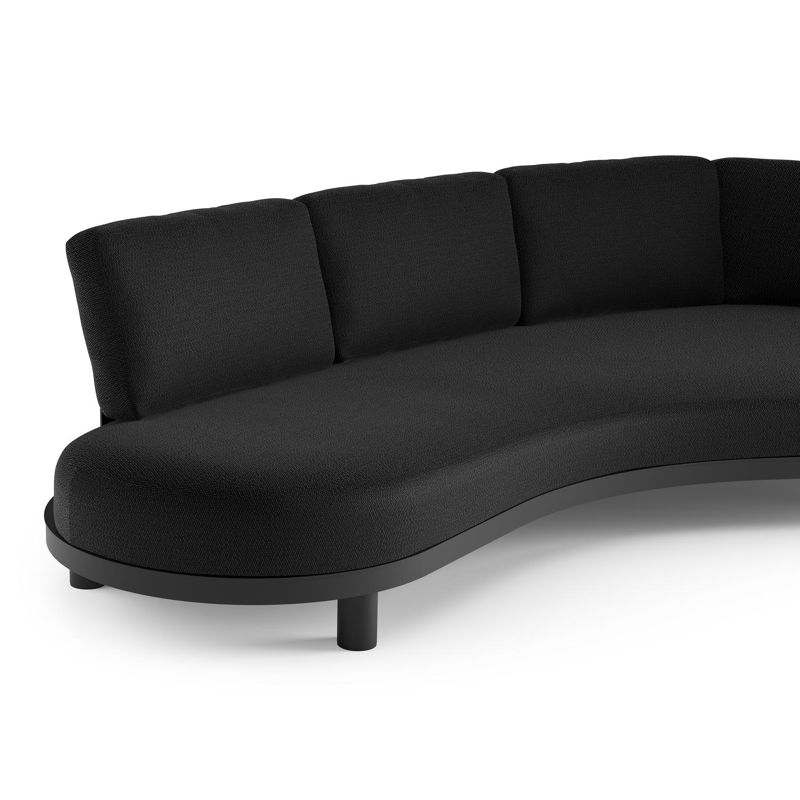 Canapé de jardin Donato en aluminium noir et coussins en all weather sunbrella® luxe lopi baribal