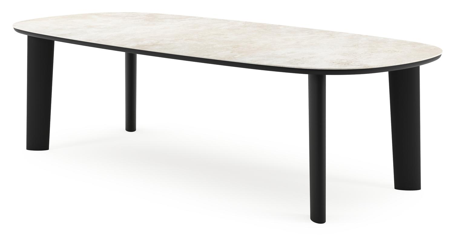 Amico tuintafel bombo in zwart aluminium en volkeramiek Rapolano - L 270 x B 125 x H 73.5 cm