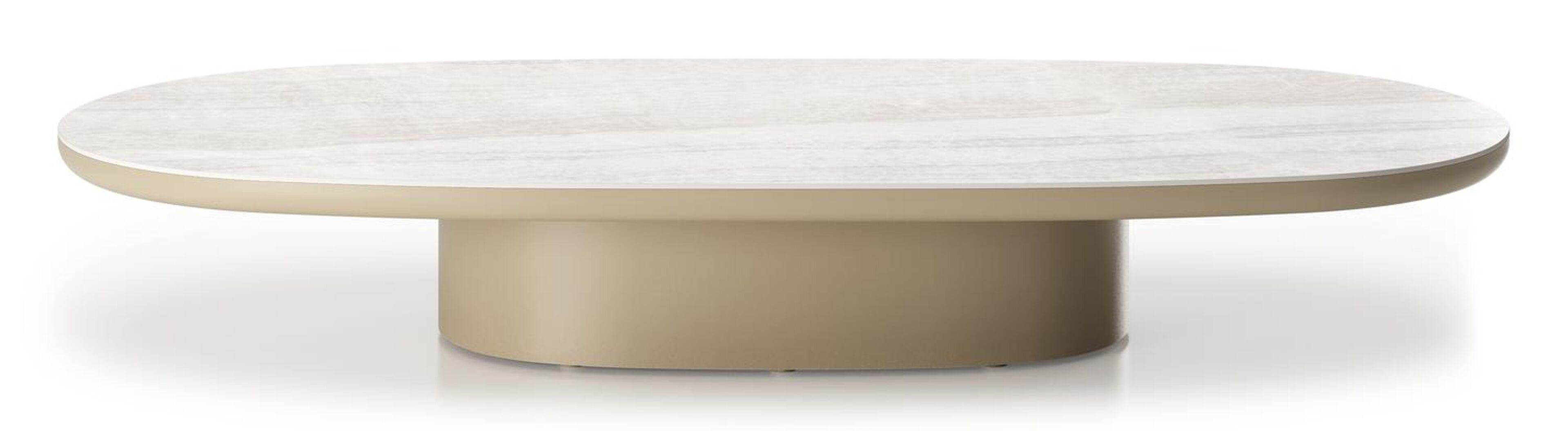 Amico loungetafel bombo in beige aluminium en volkeramiek Taj Mahal - L 171 x B 89 x H 24 cm