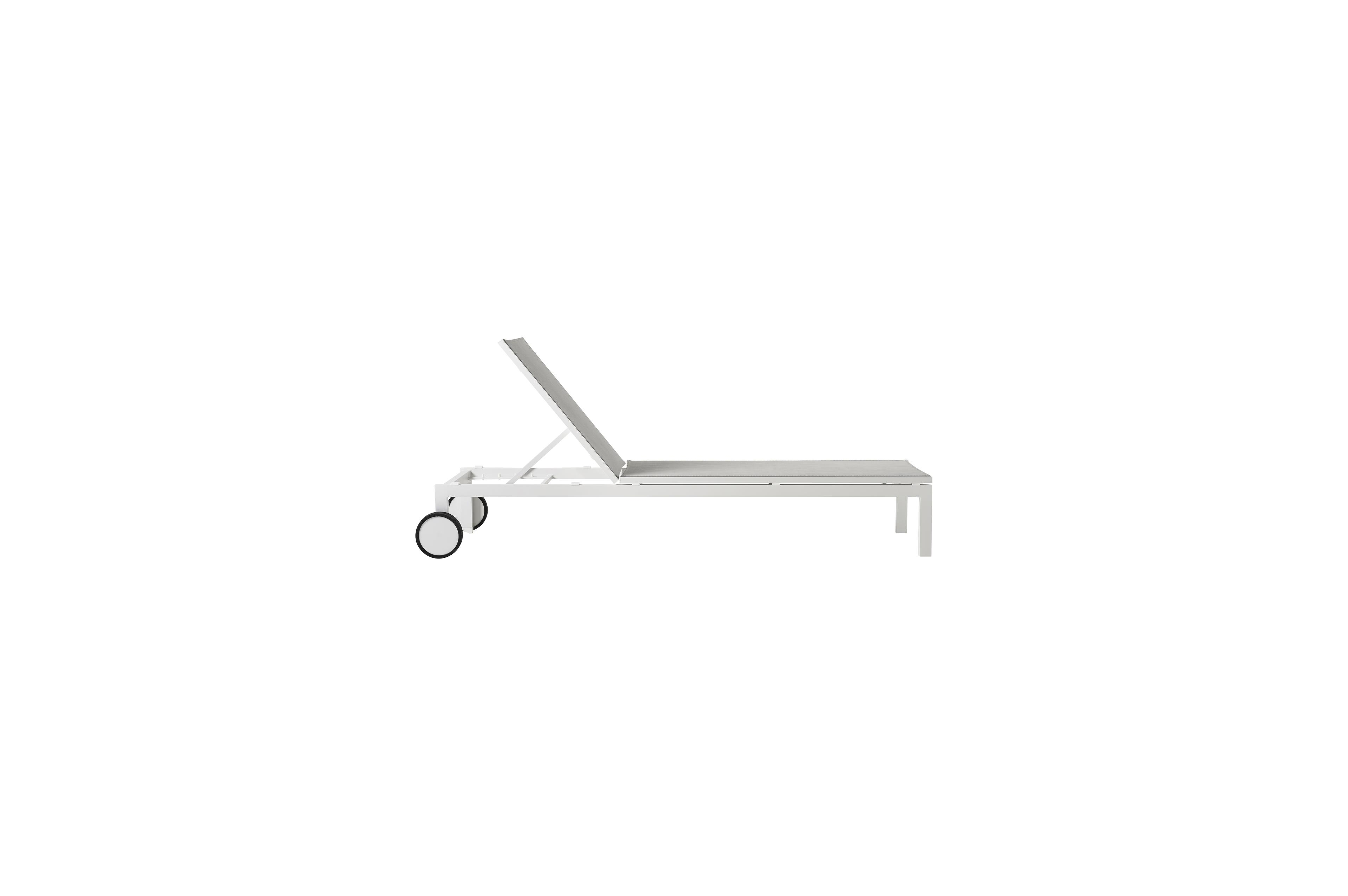 Caravelle verstelbaar ligbed in wit aluminium en grijs textilene