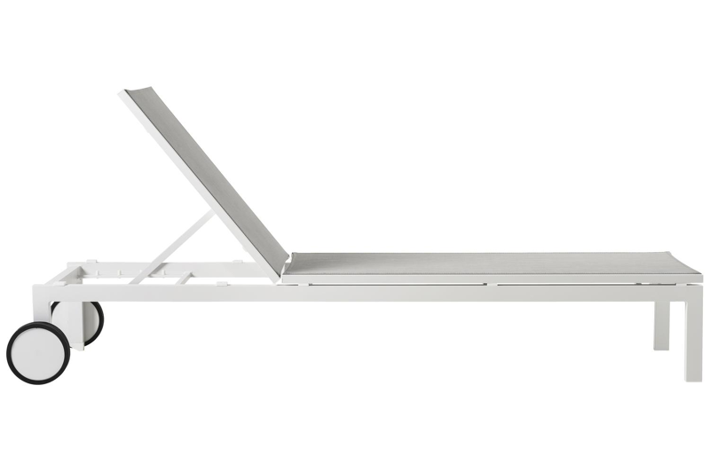 Caravelle verstelbaar ligbed in wit aluminium en grijs textilene