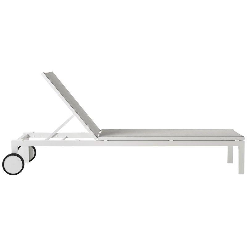 Caravelle verstelbaar ligbed in wit aluminium en grijs textilene