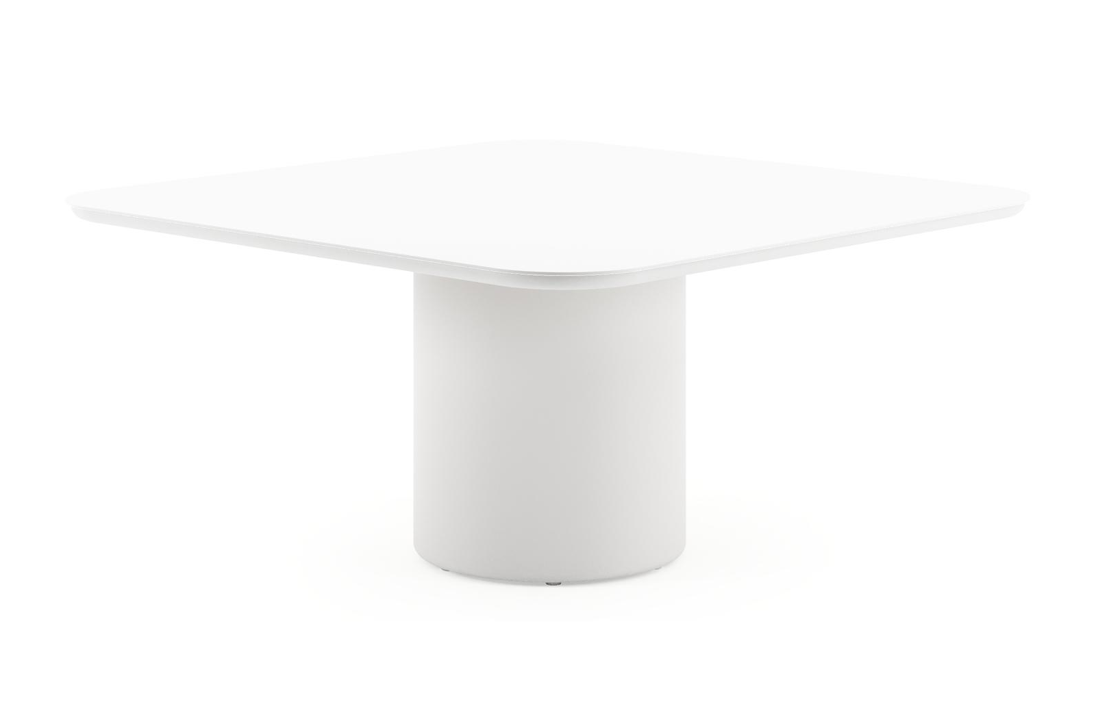 Amico tuintafel afgerond vierkant in wit aluminium en volkeramiek Arctic White - L 148 x B 148 x H 73.5 cm