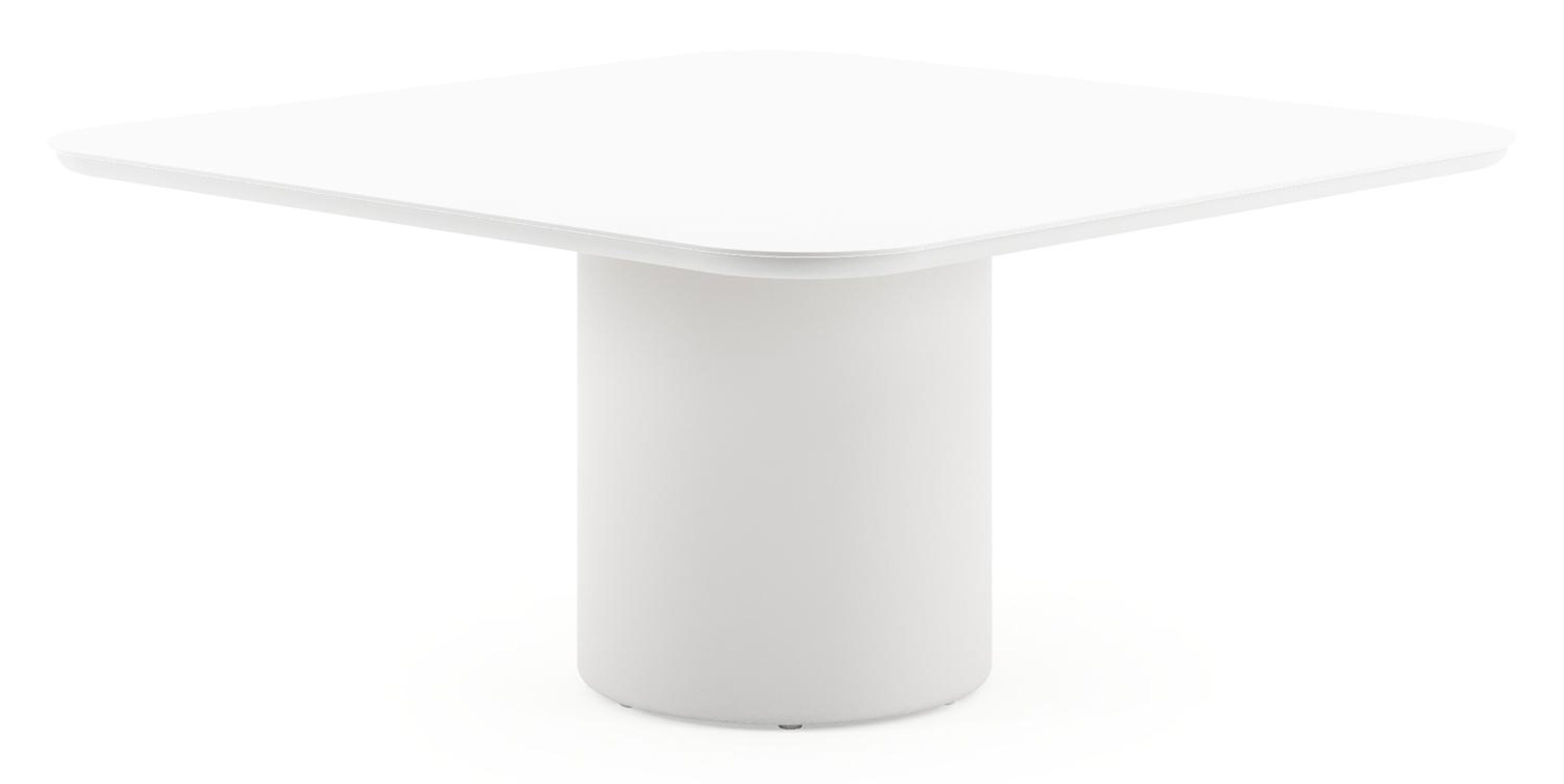 Amico tuintafel afgerond vierkant in wit aluminium en volkeramiek Arctic White - L 148 x B 148 x H 73.5 cm