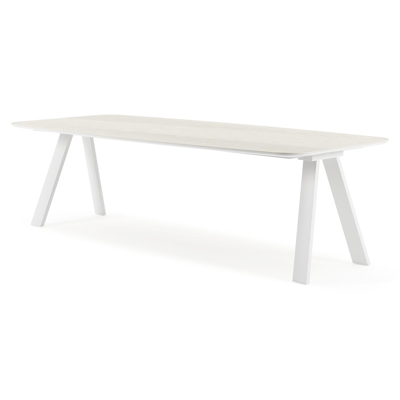 Cesano tuintafel in wit aluminium en volkeramiek shilin - L 255 x B 115 x H 75 cm