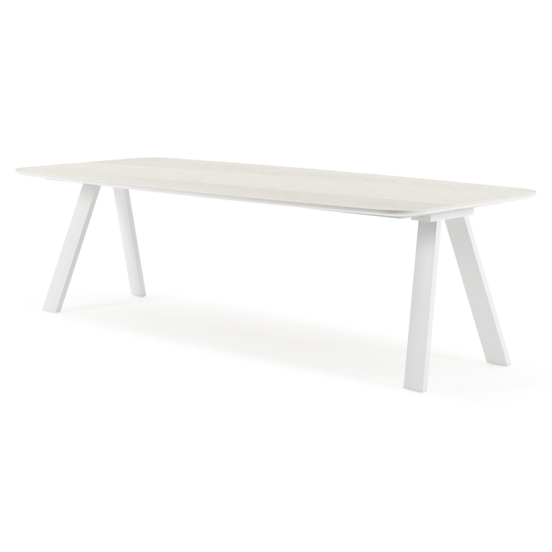 Cesano tuintafel in wit aluminium en volkeramiek shilin - L 255 x B 115 x H 75 cm