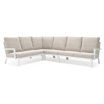 Alcudia loungehoek in wit aluminium met beige weather+ softtouch kussens