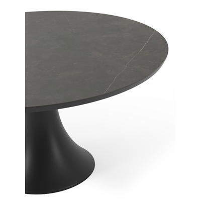 Fano tuintafel in zwart aluminium en volkeramiek calatorao - Dia. 148 x H 75 cm