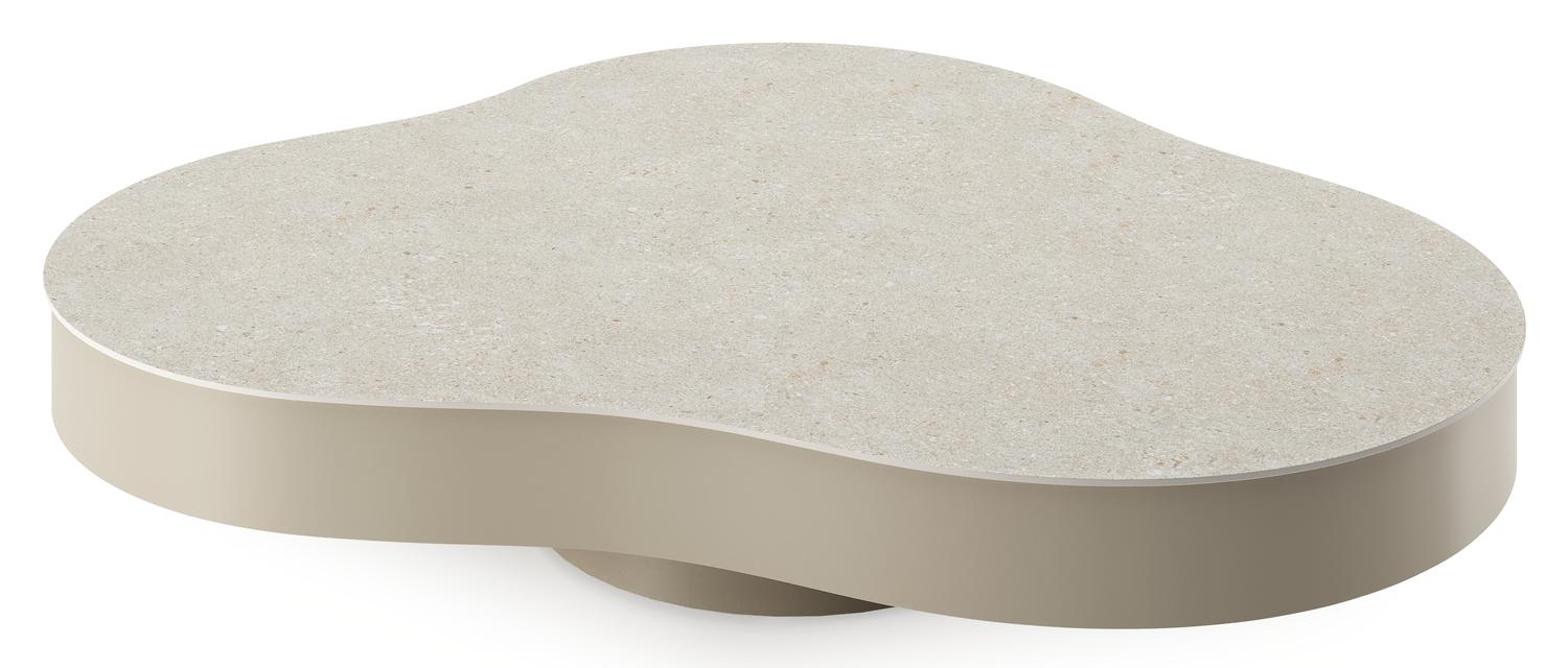 Lomano loungetafel cloud in beige aluminium en volkeramiek Shilin - L 131 x B 108 x H 25 cm