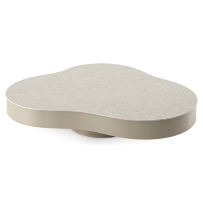 Table de basse Lomano cloud en aluminium beige et céramique pleine Shilin - Lg. 131 x Lrg. 108 x Haut. 25 cm