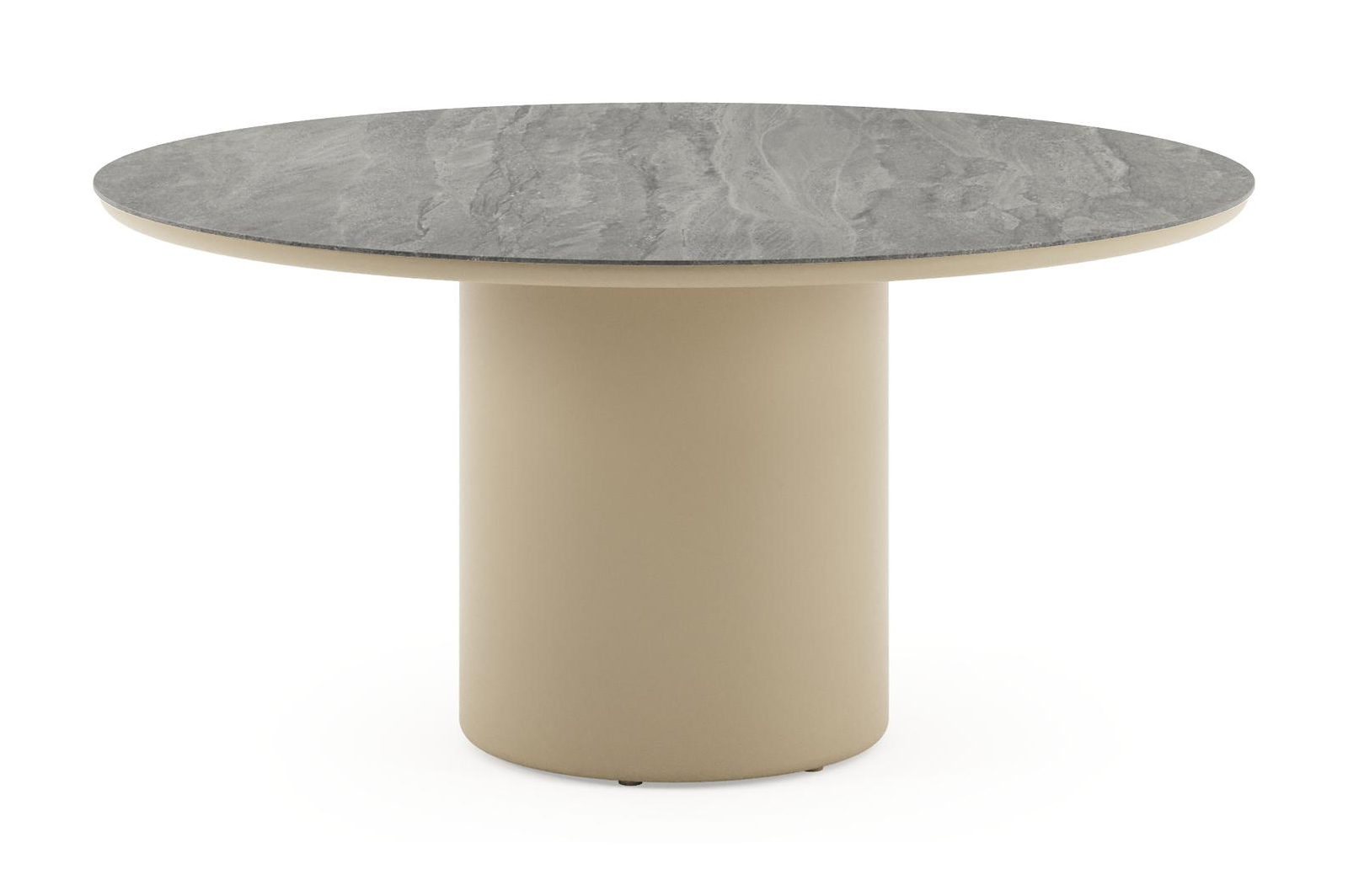 Amico tuintafel rond in beige aluminium en volkeramiek Aspen Grey - Dia. 148 x H 73.5 cm