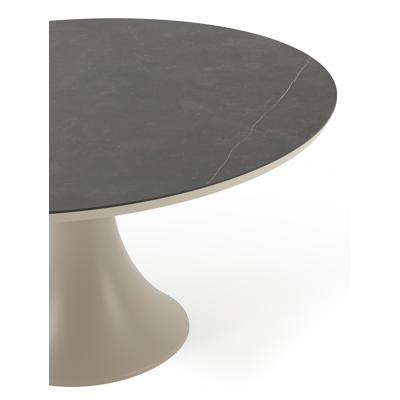 Fano tuintafel rond in beige aluminium en volkeramiek Calatorao - Dia. 148 x H 75 cm