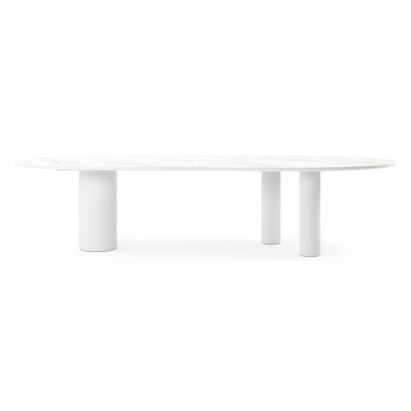 Organo tuintafel organisch in wit aluminium en volkeramiek calacatta - L 320 x B 120 x H 74 cm