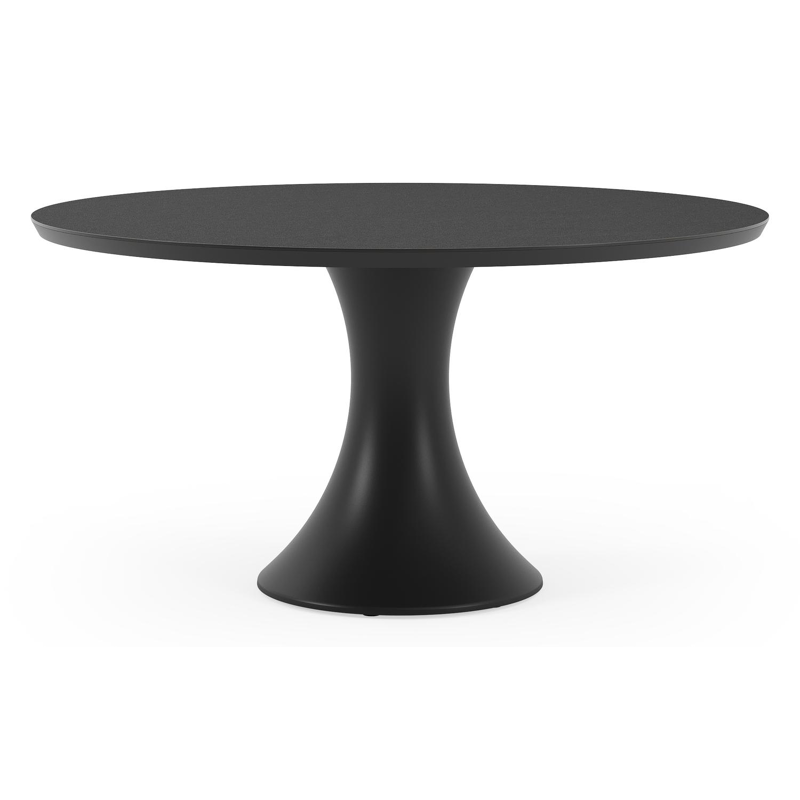 Table de jardin Fano en aluminium noir et céramique pleine nero black - Dia. 148 x H 75 cm