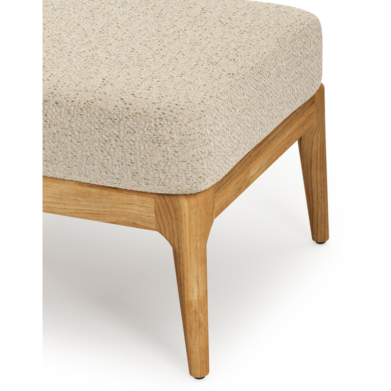 Orso poef in teak met Bora Forest all weather cosytica kussen