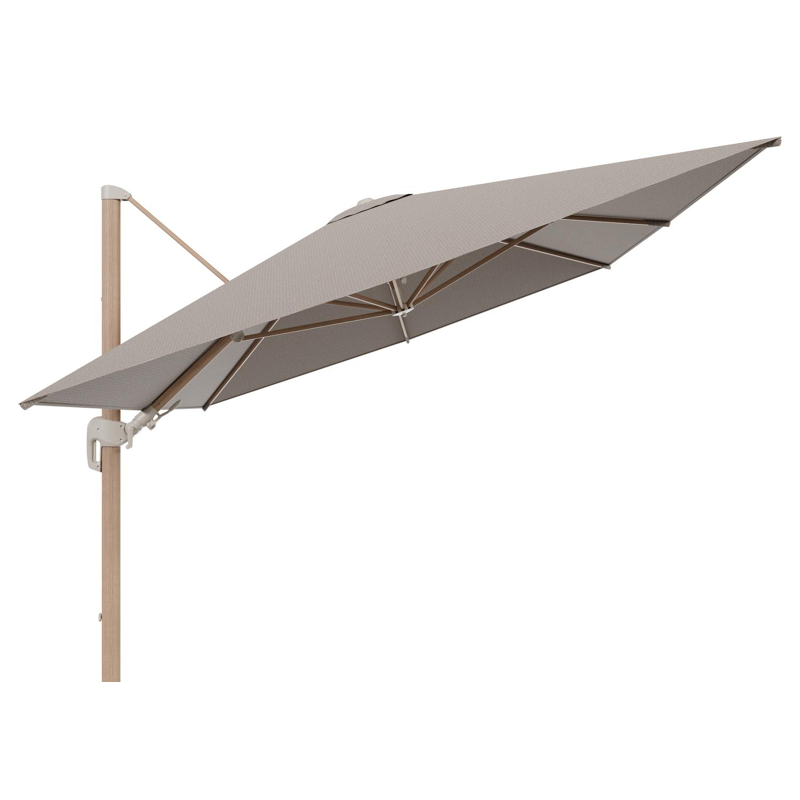 Rufina zweefparasol tiltfunctie in houtlook aluminium en parasoldoek in All Weather Solica Firenze Earth - L1 400 x L2 300 cm (zonder voet)