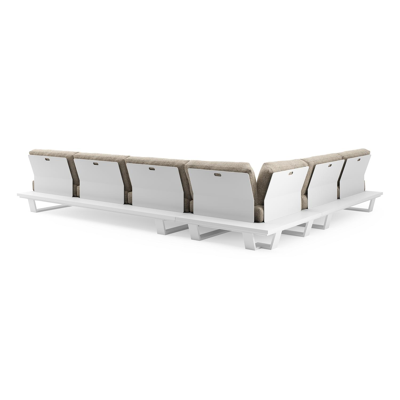 Pagino loungehoek in wit aluminium met bora jungle all weather cosytica kussen