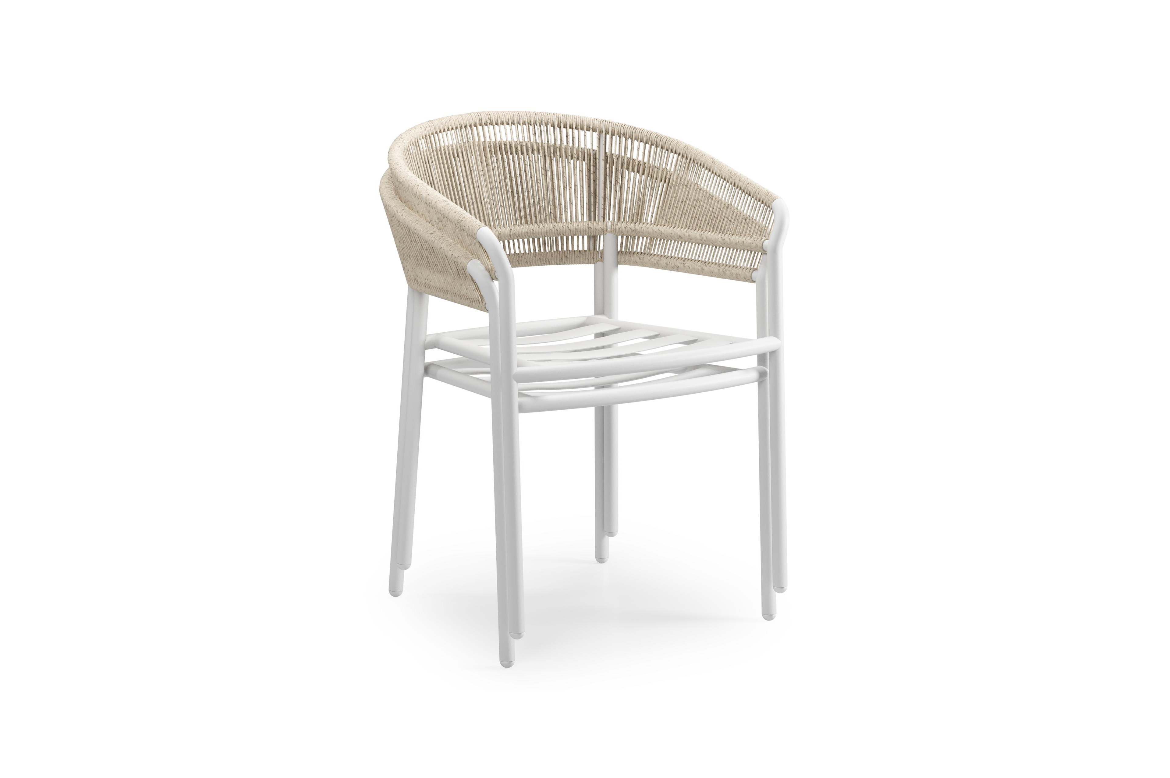 Pamplona ovale tuinset in wit aluminium en teak natural finish met 6 Zamora tuinstoelen