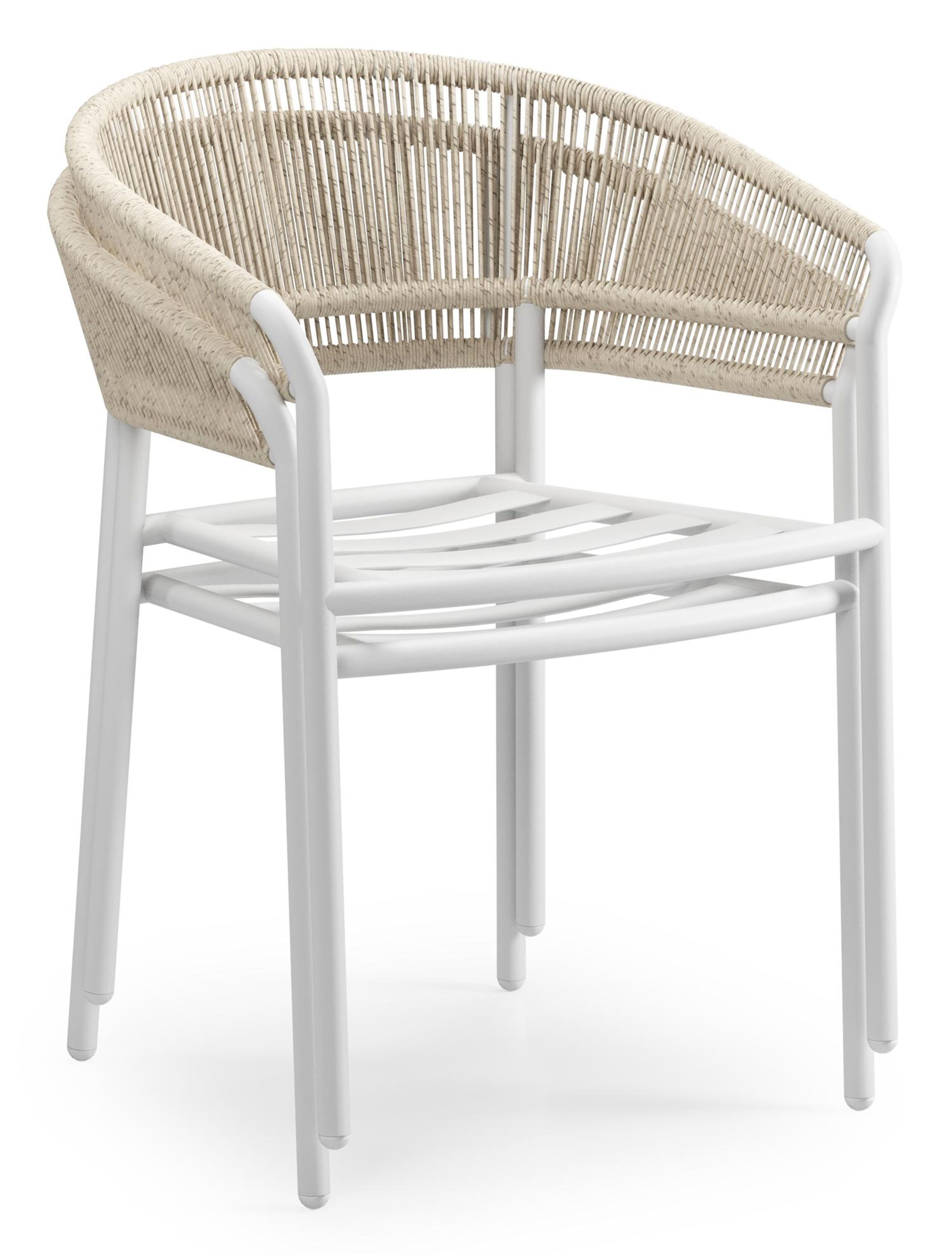 Feltro tuinset in wit aluminium en sintered stone Crema minerale met 2 Zamora tuinstoelen