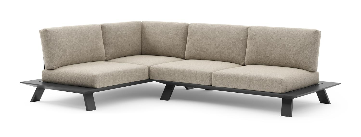 Cesano loungehoek in zwart aluminium met catania beige all weather Cosytica kussen