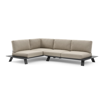 Cesano loungehoek in zwart aluminium met catania beige all weather Cosytica kussen