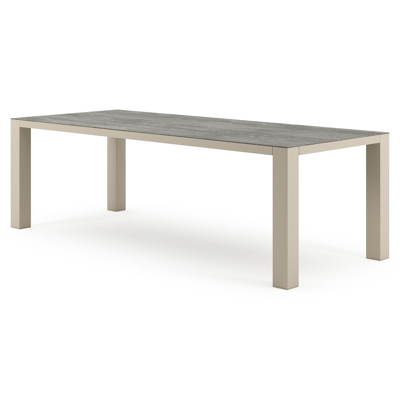 Table de jardin Nano rectangulaire en aluminium beige et céramique pleine Aspen Grey - Lg. 240 x Lrg. 100 x Haut. 75 cm