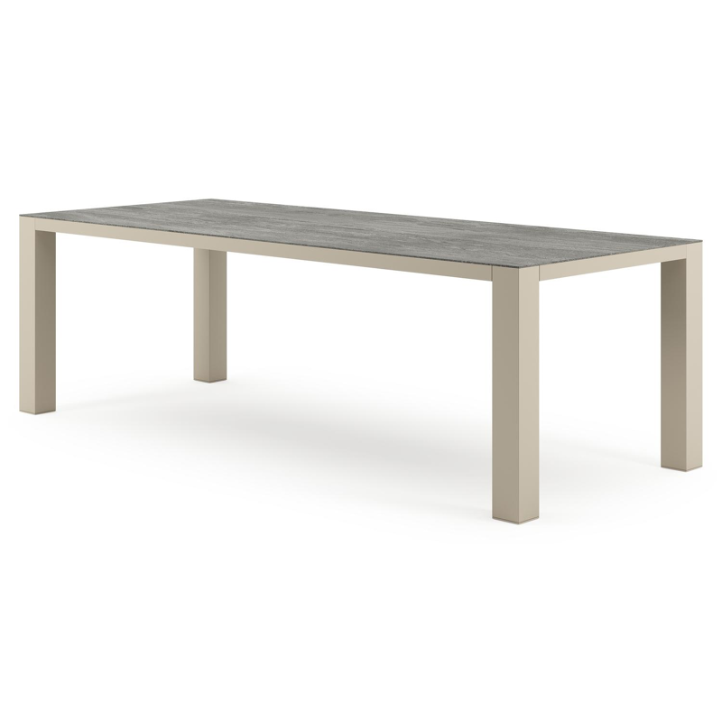 Nano tuintafel rechthoekig in beige aluminium en volkeramiek Aspen Grey - L 240 x B 100 x H 75 cm