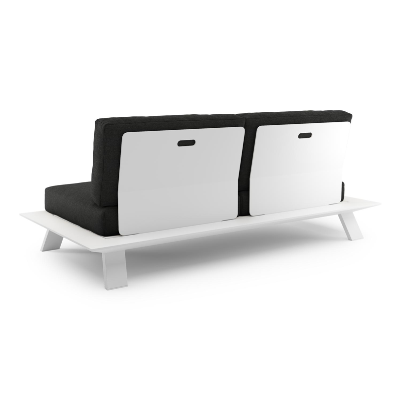 Cesano loungebank in wit aluminium met chartres sooty all weather Sunbrella® luxe kussen