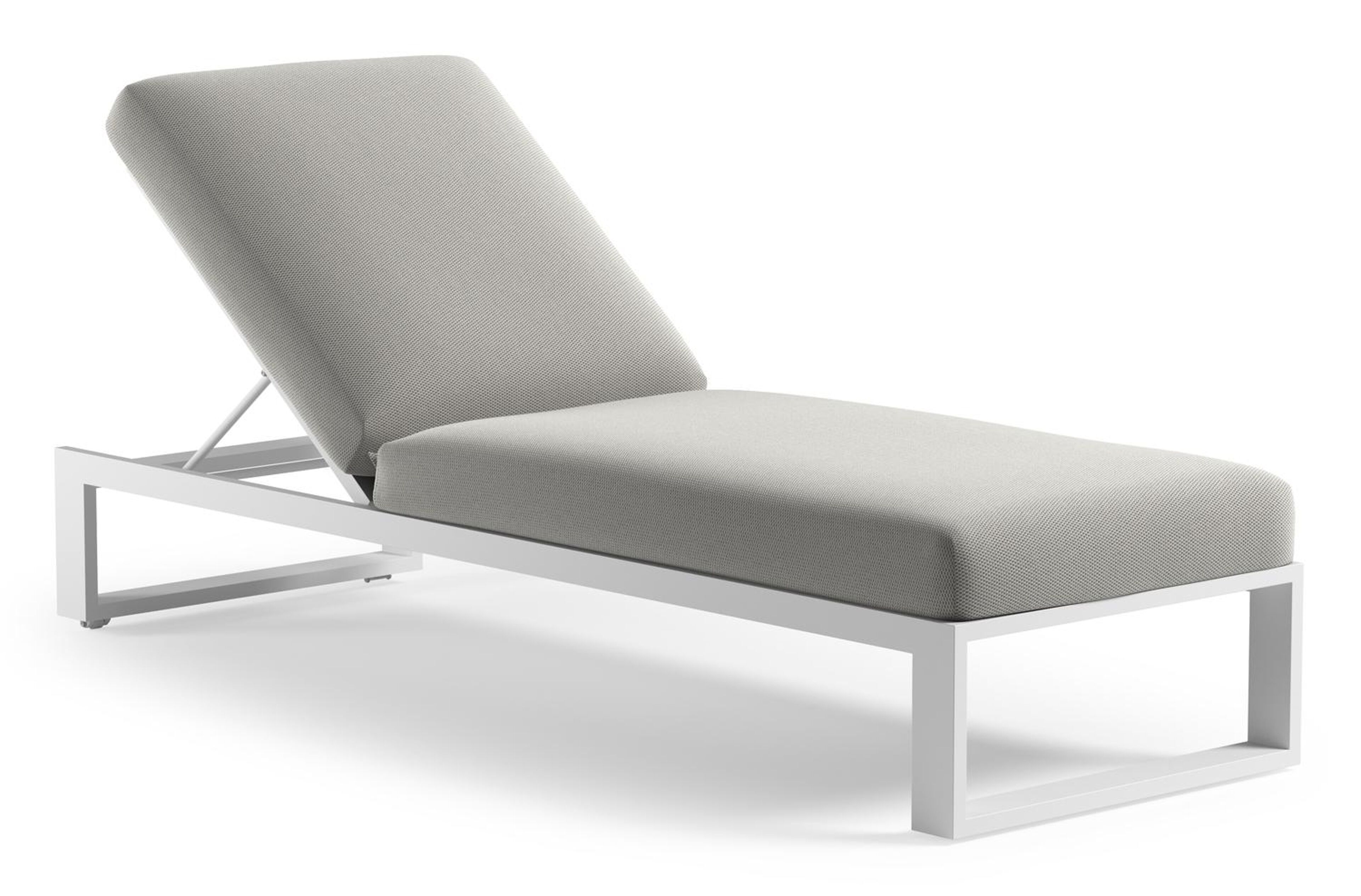 Verato verstelbaar ligbed in wit aluminium met lopi ash all weather Sunbrella® luxe kussen