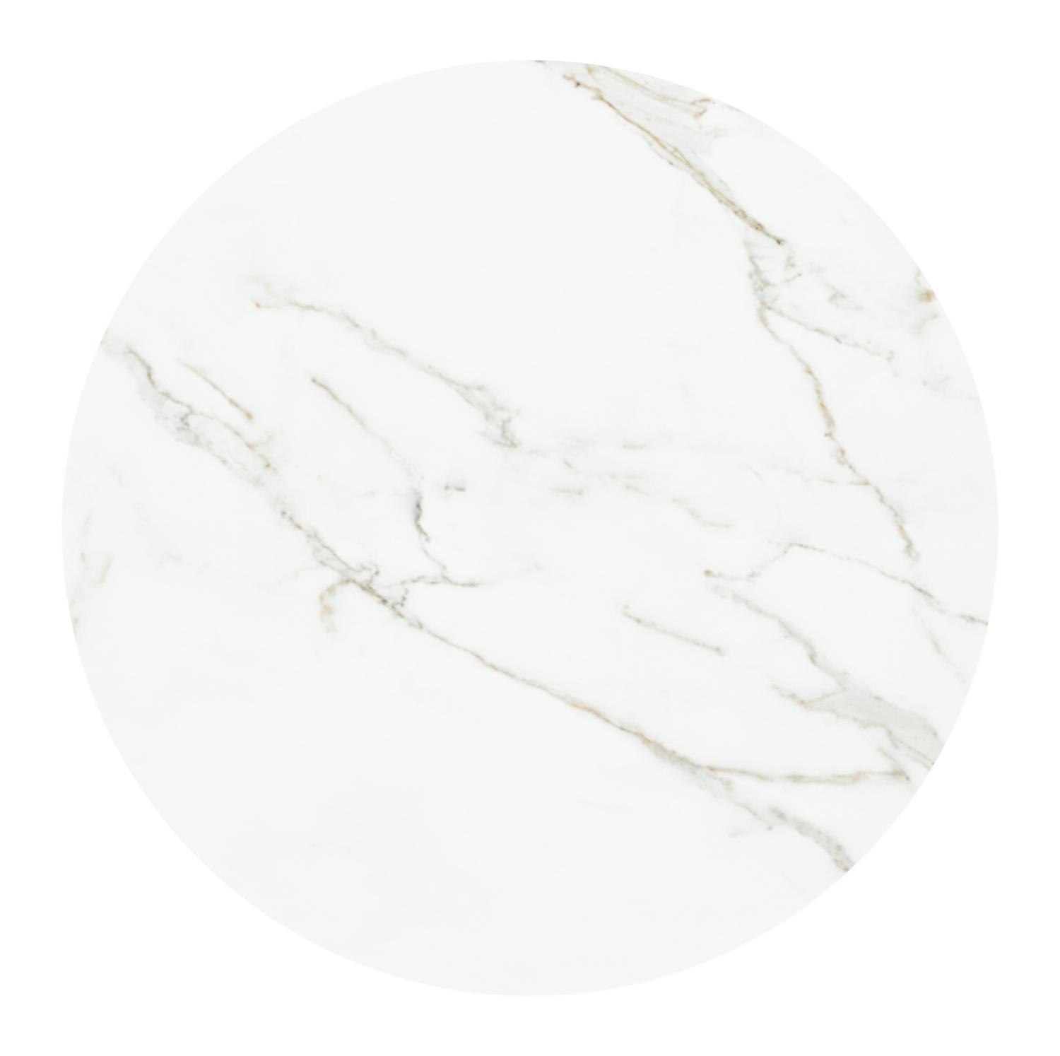 Table basse Fano en blanc aluminium et céramique pleine calacatta - Diam. 85 x Haut. 55 cm