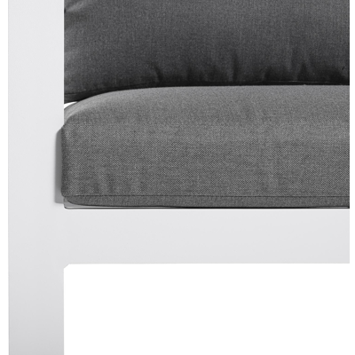 Caldela complete tuinset wit-grijs - tafelblad in glas - met 6  stapelbare tuinstoelen